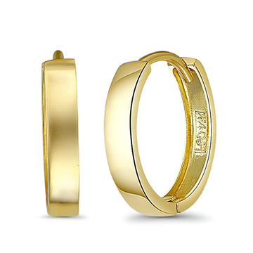 14K Yellow Gold 2.5mm Plain Huggies Earrings Hinged 1.3grams 13mm Wholesale